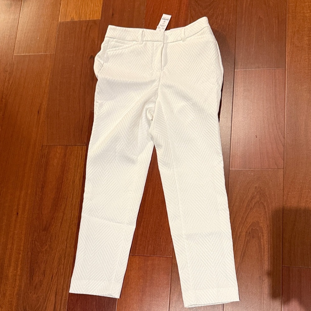 WHBM white chevron slim ankle pants 2P